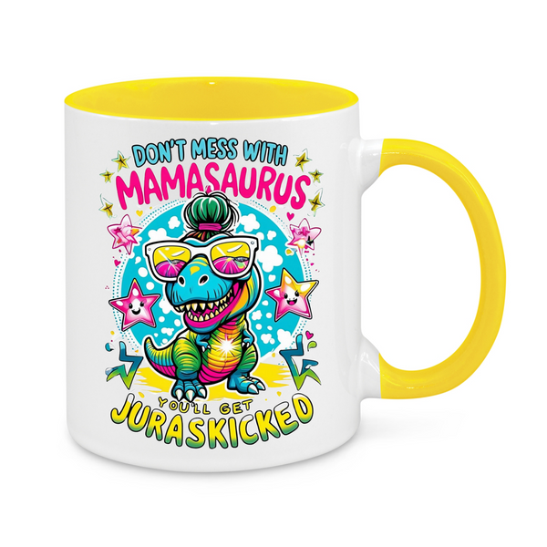 Funny “Don’t Mess With Mamasaurus” Mug – Colourful Dinosaur Design – Cool Gift for Mum with Attitude