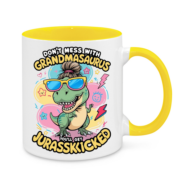 Funny “Grandmasaurus” Mug – Don’t Mess With Grandma Dinosaur – Humorous Gift for Gran or Nana