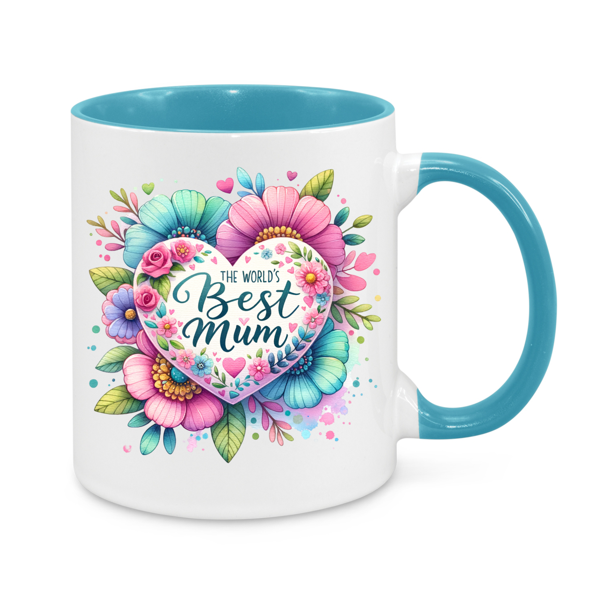 The World’s Best Mum Mug – Colourful Floral Design – Thoughtful Mother’s Day or Birthday Gift for Mum