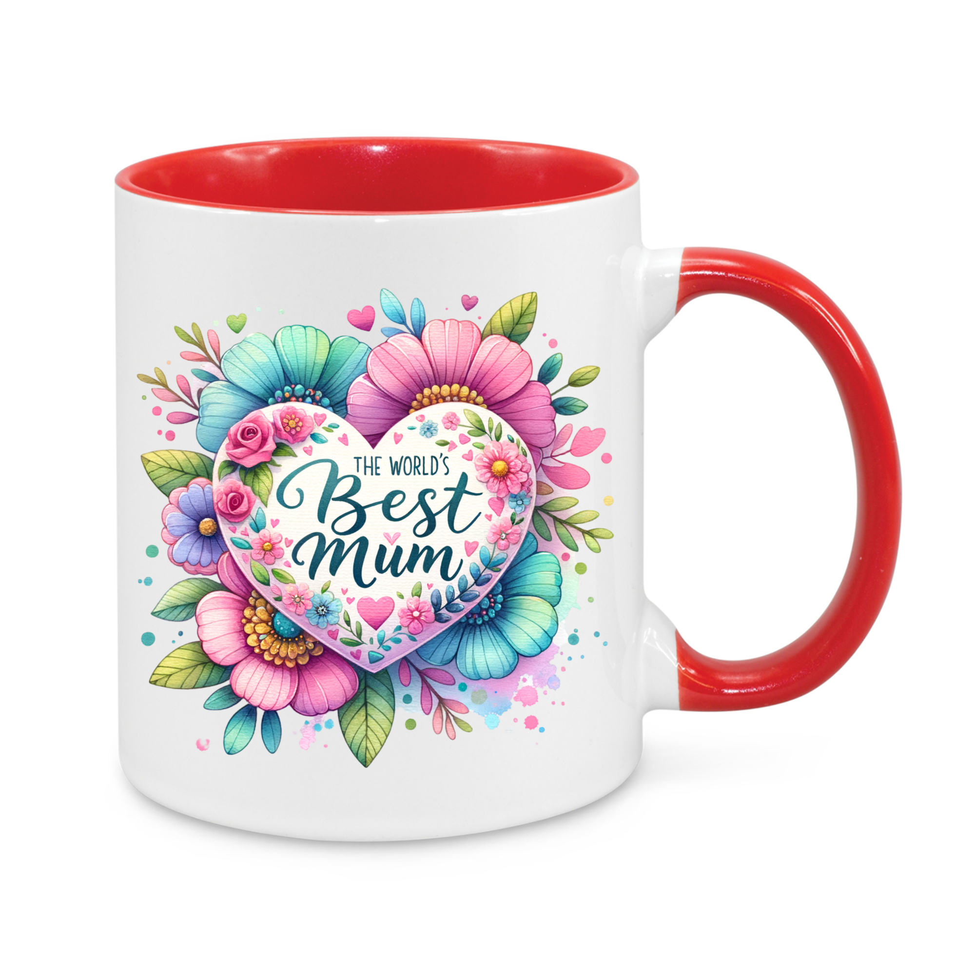 The World’s Best Mum Mug – Colourful Floral Design – Thoughtful Mother’s Day or Birthday Gift for Mum