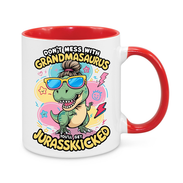 Funny “Grandmasaurus” Mug – Don’t Mess With Grandma Dinosaur – Humorous Gift for Gran or Nana
