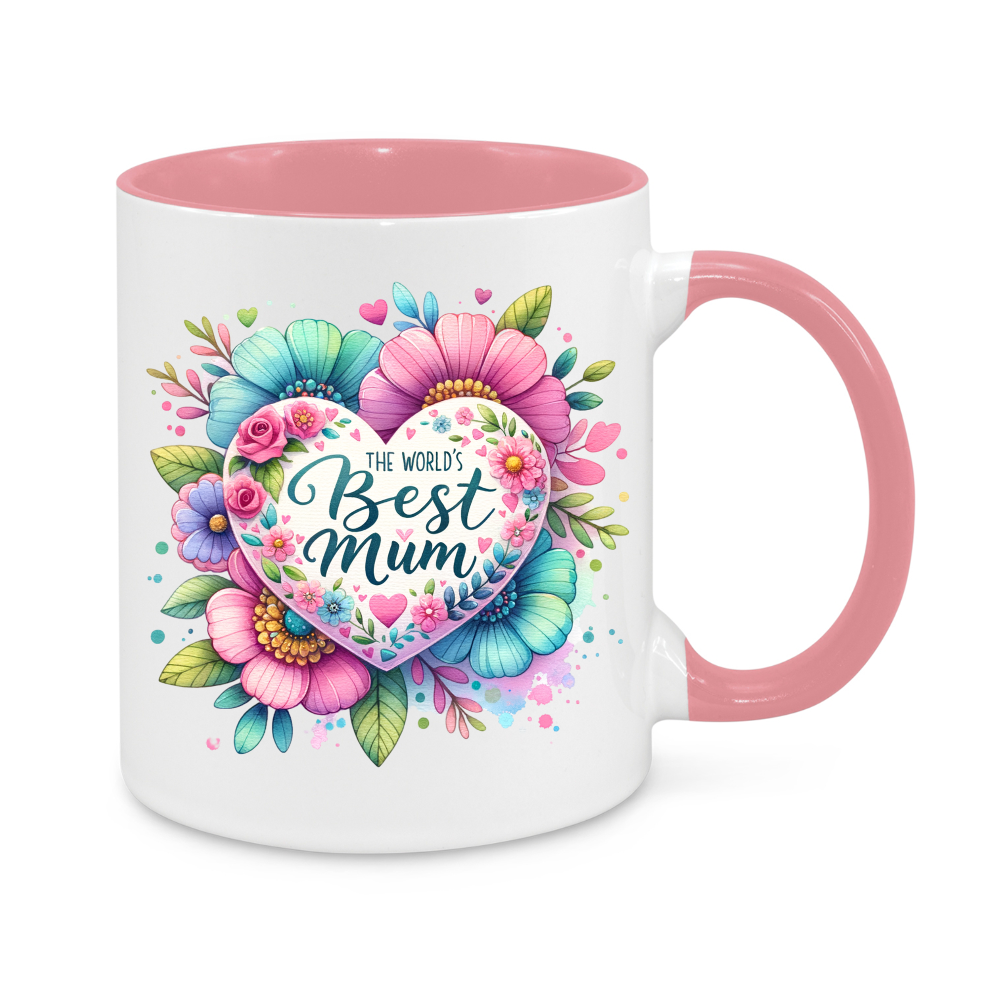 The World’s Best Mum Mug – Colourful Floral Design – Thoughtful Mother’s Day or Birthday Gift for Mum