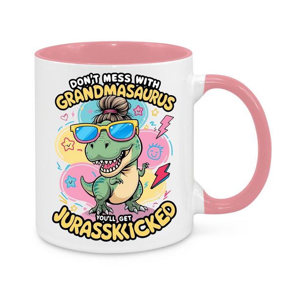 Funny “Grandmasaurus” Mug – Don’t Mess With Grandma Dinosaur – Humorous Gift for Gran or Nana
