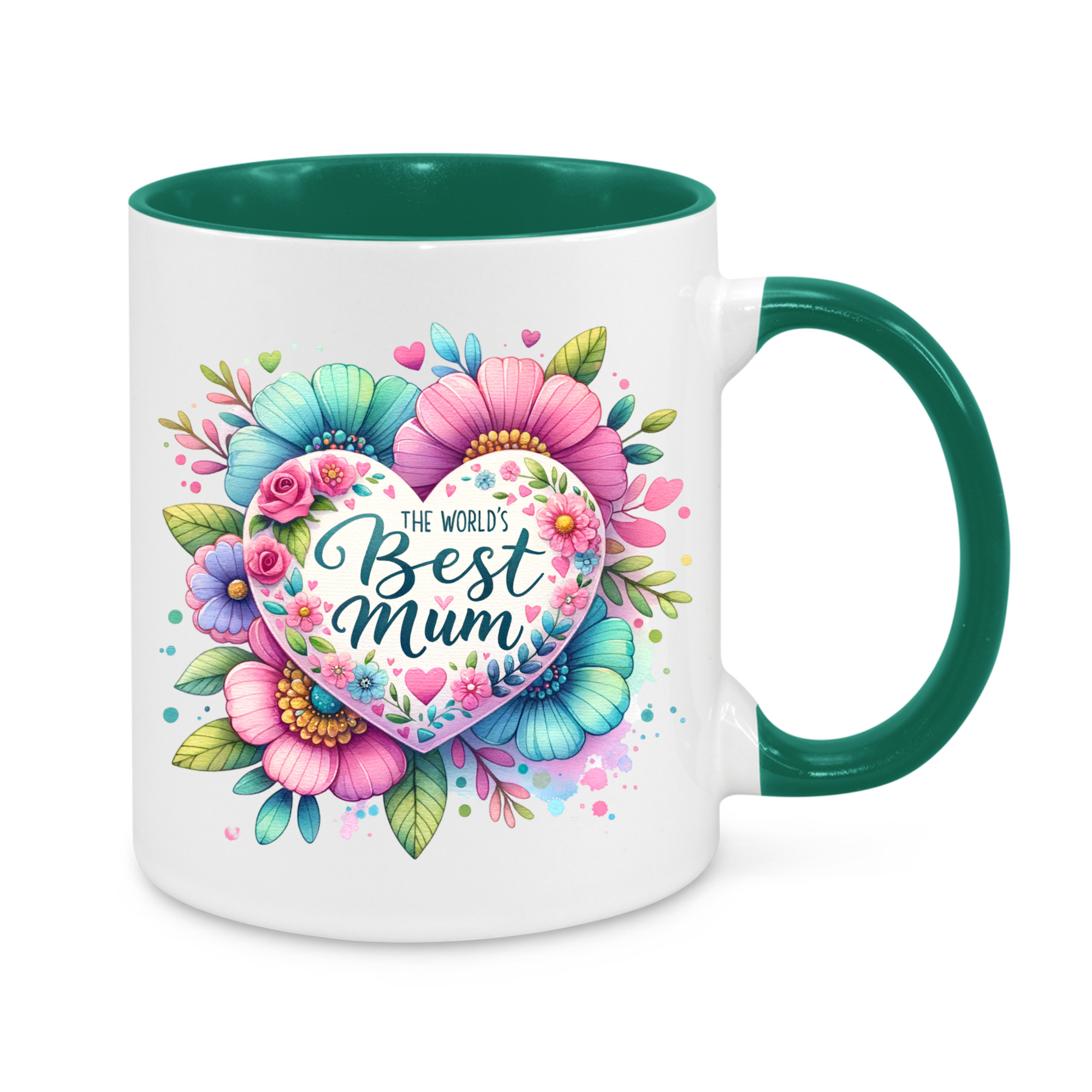 The World’s Best Mum Mug – Colourful Floral Design – Thoughtful Mother’s Day or Birthday Gift for Mum
