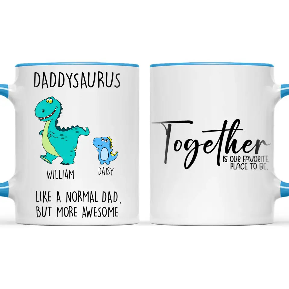 Personalised Daddysaurus Mug - Custom Dinosaur Dad Mug with Kids Names - Father’s Day Gift - Cute Personalised Coffee Cup for Dad