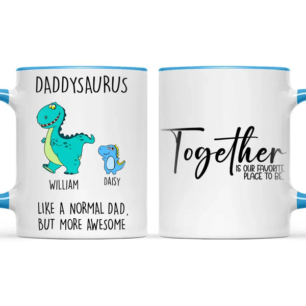 Personalised Daddysaurus Mug - Custom Dinosaur Dad Mug with Kids Names - Father’s Day Gift - Cute Personalised Coffee Cup for Dad