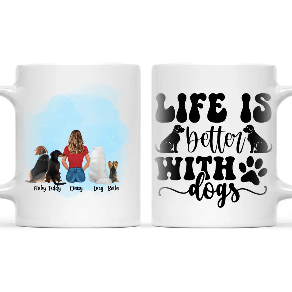 Personalised Pet Lover Mug - Custom Name & Design - Woman with Cats & Dogs - Fully Customisable - 11oz Ceramic Mug - NZ Made