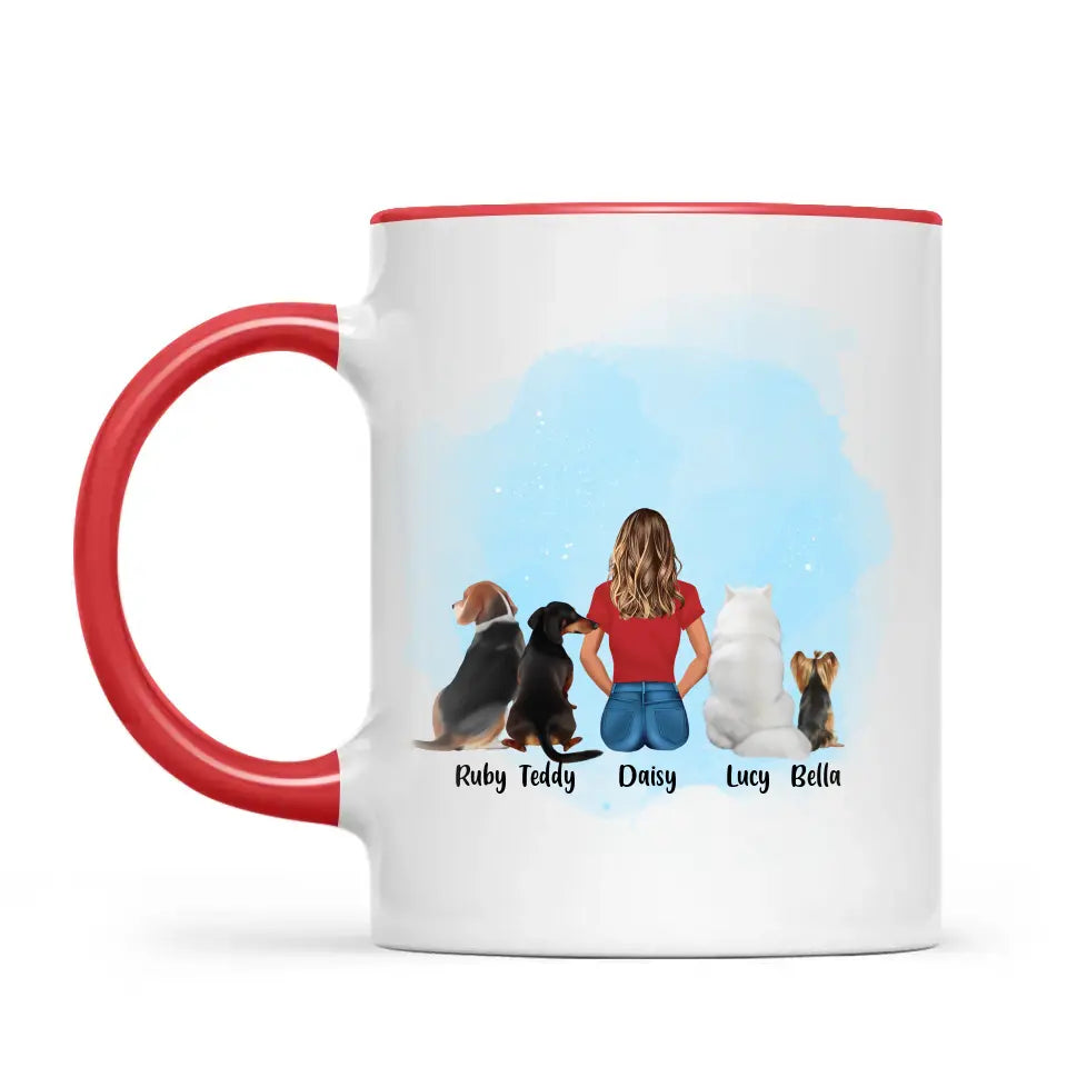 Personalised Pet Lover Mug - Custom Name & Design - Woman with Cats & Dogs - Fully Customisable - 11oz Ceramic Mug - NZ Made