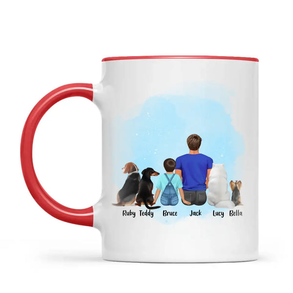Personalised Dad & Kids Pet Mug - Custom Name & Design - Father with Children & Pets - Fully Customisable - 11oz Ceramic Mug - NZ Made