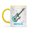 Personalised with Name, Electric Guitar Music Kids Mug – Customised Musical Theme Cup for Children – Available in 11oz, 6oz & Enamel Options