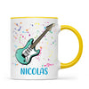 Personalised with Name, Electric Guitar Music Kids Mug – Customised Musical Theme Cup for Children – Available in 11oz, 6oz & Enamel Options