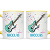 Personalised with Name, Electric Guitar Music Kids Mug – Customised Musical Theme Cup for Children – Available in 11oz, 6oz & Enamel Options