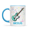 Personalised with Name, Electric Guitar Music Kids Mug – Customised Musical Theme Cup for Children – Available in 11oz, 6oz & Enamel Options