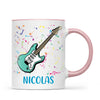 Personalised with Name, Electric Guitar Music Kids Mug – Customised Musical Theme Cup for Children – Available in 11oz, 6oz & Enamel Options