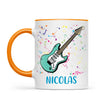 Personalised with Name, Electric Guitar Music Kids Mug – Customised Musical Theme Cup for Children – Available in 11oz, 6oz & Enamel Options