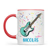 Personalised with Name, Electric Guitar Music Kids Mug – Customised Musical Theme Cup for Children – Available in 11oz, 6oz & Enamel Options