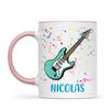 Personalised with Name, Electric Guitar Music Kids Mug – Customised Musical Theme Cup for Children – Available in 11oz, 6oz & Enamel Options