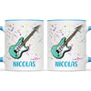 Personalised with Name, Electric Guitar Music Kids Mug – Customised Musical Theme Cup for Children – Available in 11oz, 6oz & Enamel Options