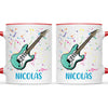 Personalised with Name, Electric Guitar Music Kids Mug – Customised Musical Theme Cup for Children – Available in 11oz, 6oz & Enamel Options