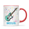 Personalised with Name, Electric Guitar Music Kids Mug – Customised Musical Theme Cup for Children – Available in 11oz, 6oz & Enamel Options