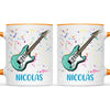Personalised with Name, Electric Guitar Music Kids Mug – Customised Musical Theme Cup for Children – Available in 11oz, 6oz & Enamel Options