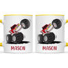 Personalised with Name, Red Monster Truck Kids Mug – Customised Off-Road Big Wheels Cup for Children – Available in 11oz, 6oz & Enamel Options