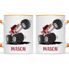Personalised with Name, Red Monster Truck Kids Mug – Customised Off-Road Big Wheels Cup for Children – Available in 11oz, 6oz & Enamel Options