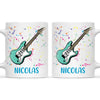 Personalised with Name, Electric Guitar Music Kids Mug – Customised Musical Theme Cup for Children – Available in 11oz, 6oz & Enamel Options
