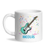 Personalised with Name, Electric Guitar Music Kids Mug – Customised Musical Theme Cup for Children – Available in 11oz, 6oz & Enamel Options