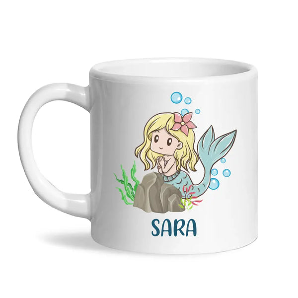 Personalised Mermaid Mug - Custom Name Kids Cup - Underwater Ocean Theme - Ceramic or Enamel - 11oz, 6oz, or Camping Mug - NZ Made