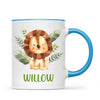 Personalised Lion Mug - Custom Name Kids Cup - Safari Animal Theme - Ceramic or Enamel - 11oz, 6oz, or Camping Mug - NZ Made