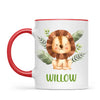 Personalised Lion Mug - Custom Name Kids Cup - Safari Animal Theme - Ceramic or Enamel - 11oz, 6oz, or Camping Mug - NZ Made
