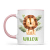 Personalised Lion Mug - Custom Name Kids Cup - Safari Animal Theme - Ceramic or Enamel - 11oz, 6oz, or Camping Mug - NZ Made
