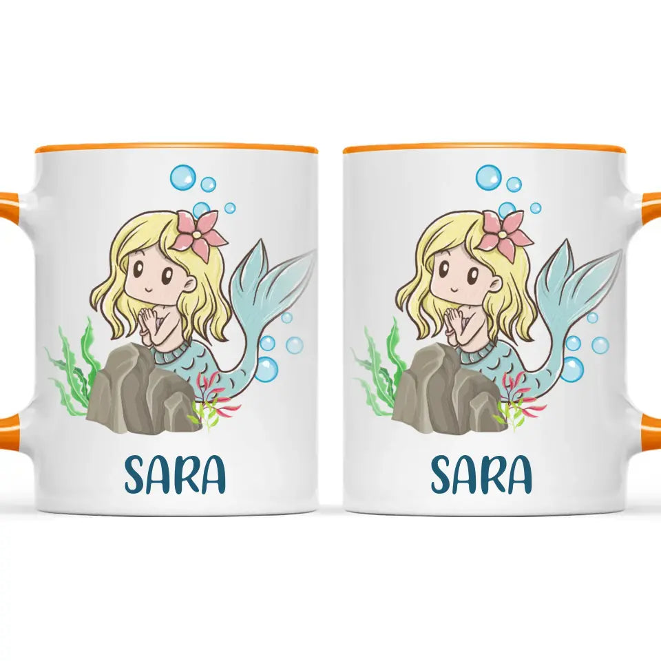 Personalised Mermaid Mug - Custom Name Kids Cup - Underwater Ocean Theme - Ceramic or Enamel - 11oz, 6oz, or Camping Mug - NZ Made