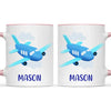 Personalised Aeroplane Mug - Custom Name Kids Cup - Blue Airplane Theme - Ceramic or Enamel - 11oz, 6oz, or Camping Mug - NZ Made