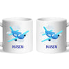 Personalised Aeroplane Mug - Custom Name Kids Cup - Blue Airplane Theme - Ceramic or Enamel - 11oz, 6oz, or Camping Mug - NZ Made