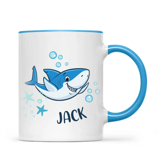 Personalised Shark Mug - Custom Name Kids Cup - Fun Ocean Shark Design - 11oz or 6oz - NZ Made