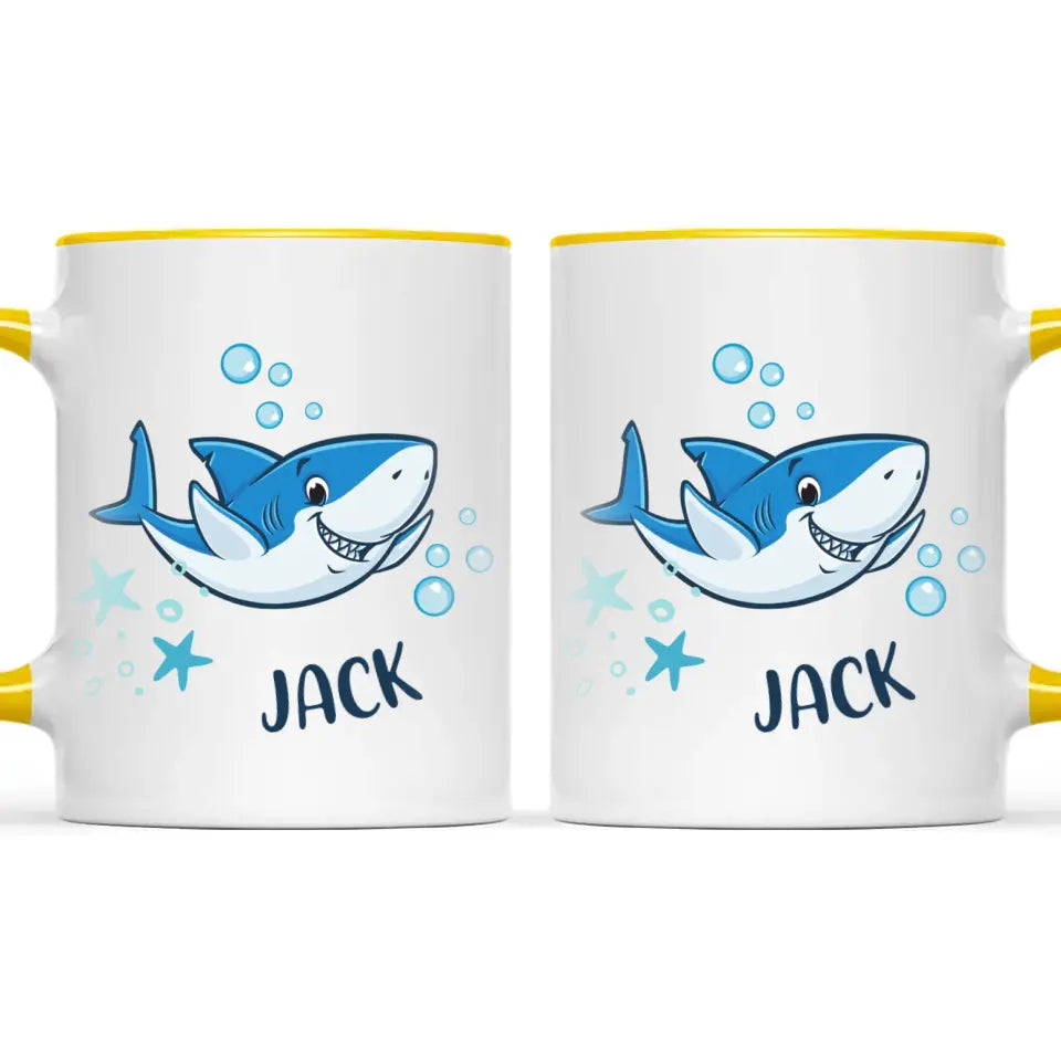 Personalised Shark Mug - Custom Name Kids Cup - Fun Ocean Shark Design - 11oz or 6oz - NZ Made