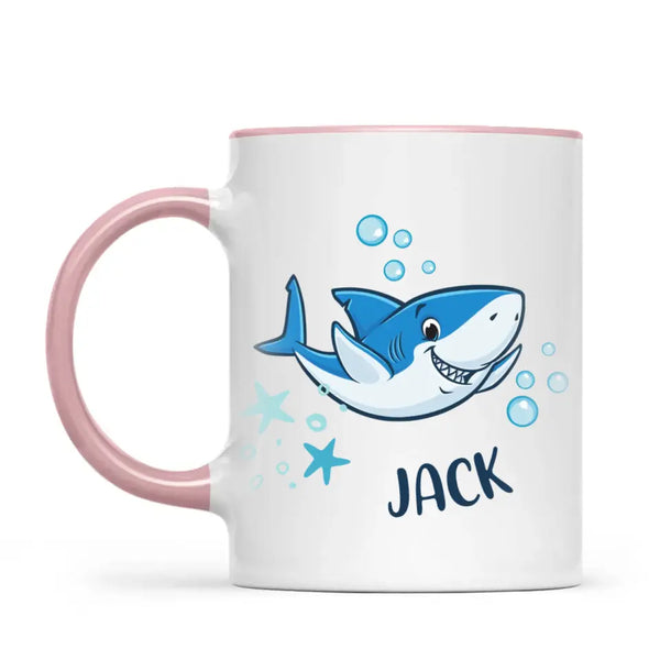 Personalised Shark Mug - Custom Name Kids Cup - Fun Ocean Shark Design - 11oz or 6oz - NZ Made