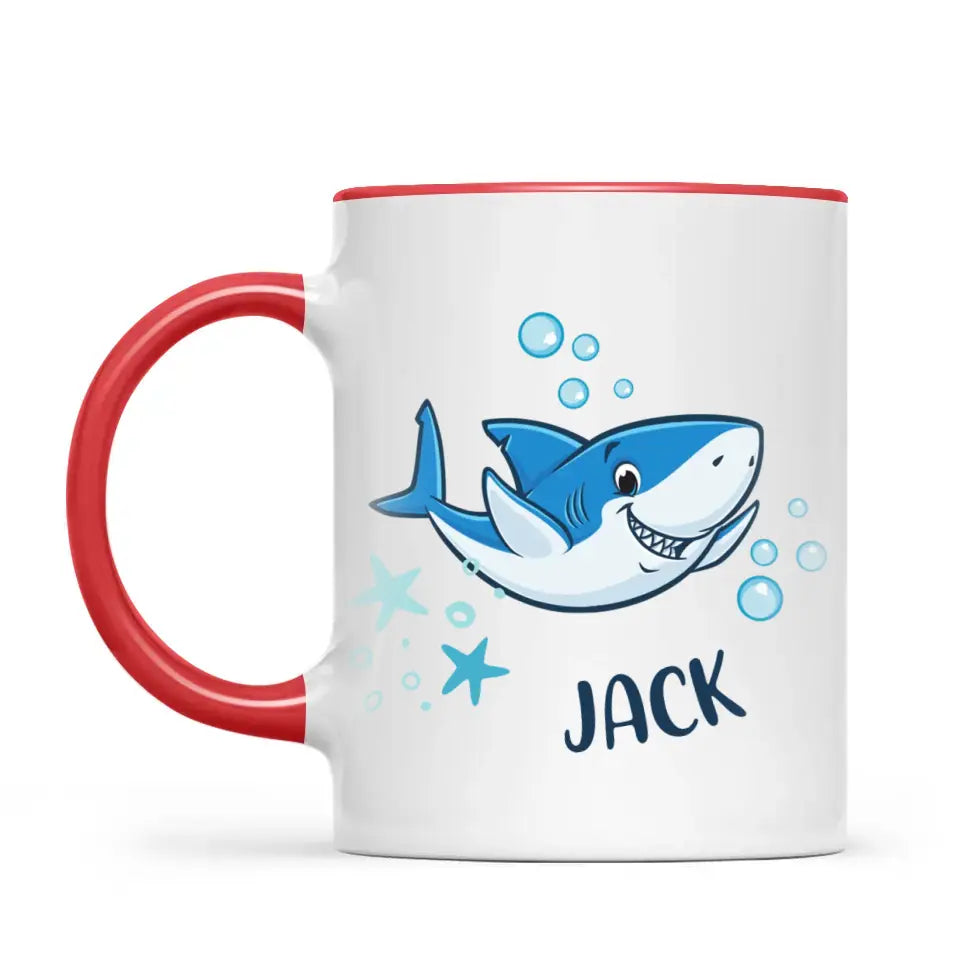 Personalised Shark Mug - Custom Name Kids Cup - Fun Ocean Shark Design - 11oz or 6oz - NZ Made