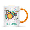 Personalised Drum Set Mug - Custom Name Kids Cup - Music Lover Gift - Ceramic or Enamel - 11oz, 6oz, or Camping Mug - NZ Made
