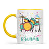 Personalised Drum Set Mug - Custom Name Kids Cup - Music Lover Gift - Ceramic or Enamel - 11oz, 6oz, or Camping Mug - NZ Made