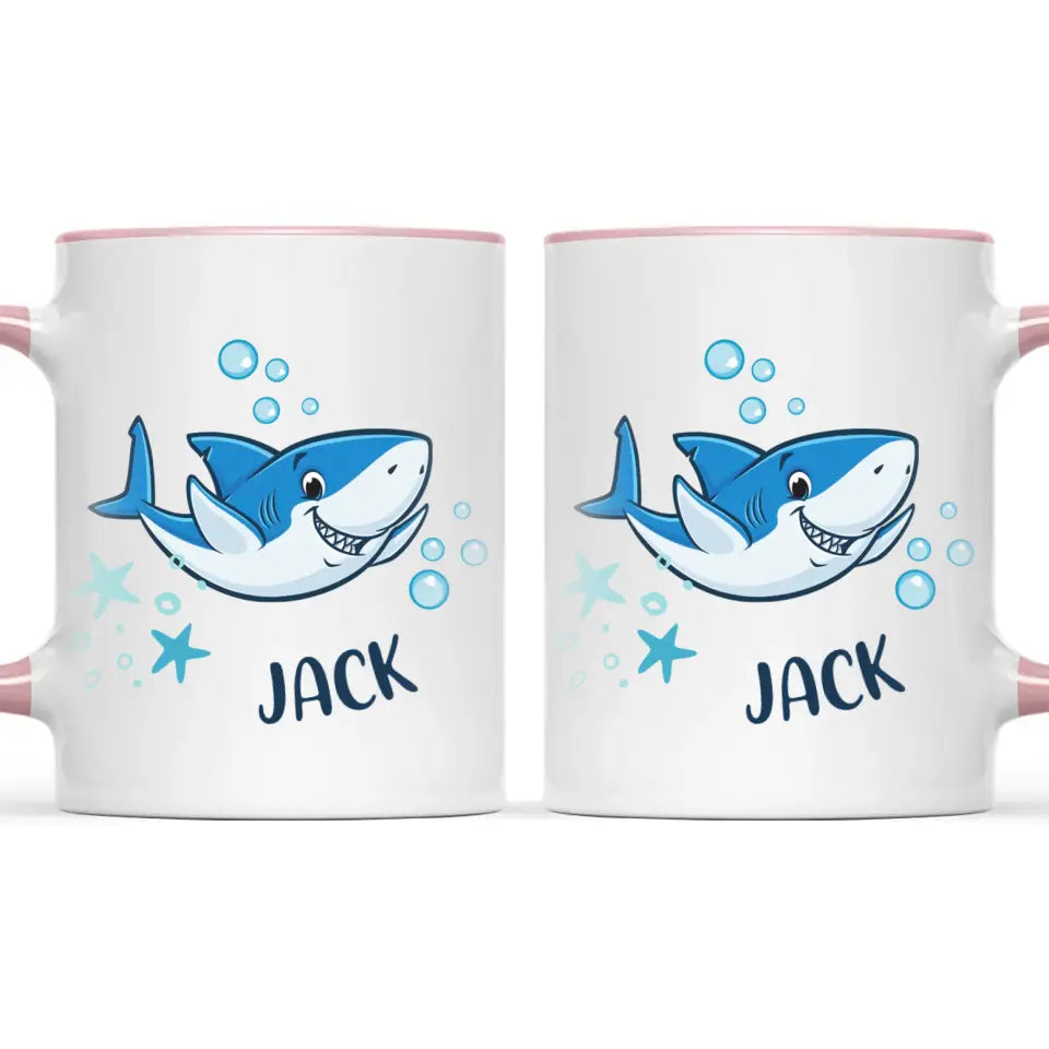 Personalised Shark Mug - Custom Name Kids Cup - Fun Ocean Shark Design - 11oz or 6oz - NZ Made