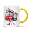 Personalised Fire Truck Mug - Custom Name Kids Cup - Fire Engine Theme - Ceramic or Enamel - 11oz, 6oz, or Camping Mug - NZ Made