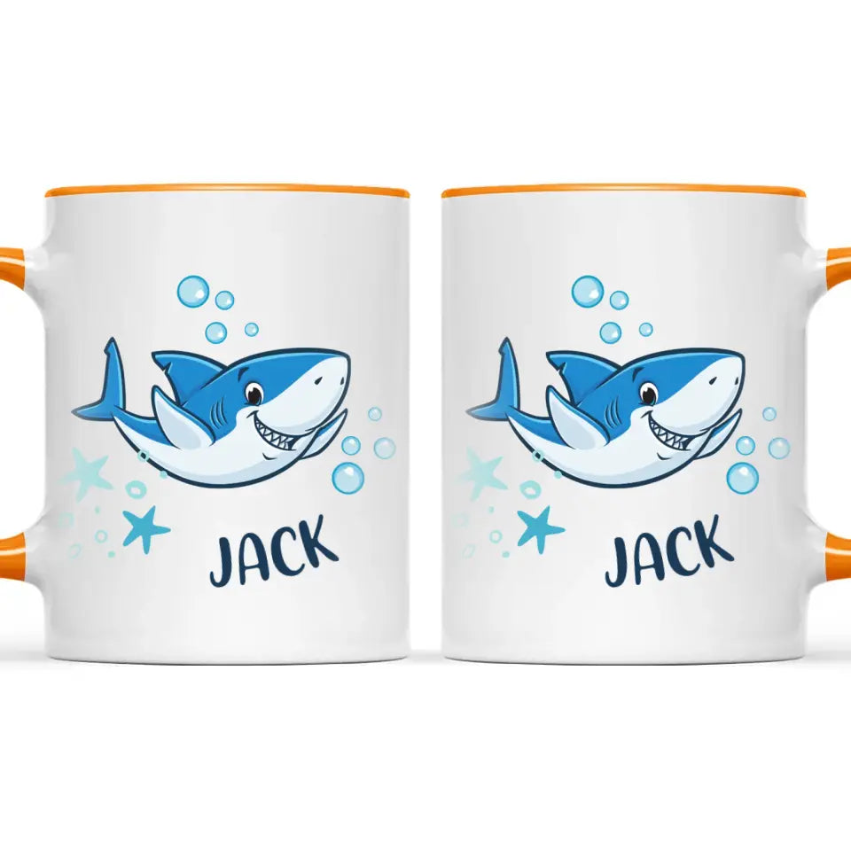 Personalised Shark Mug - Custom Name Kids Cup - Fun Ocean Shark Design - 11oz or 6oz - NZ Made