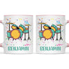 Personalised Drum Set Mug - Custom Name Kids Cup - Music Lover Gift - Ceramic or Enamel - 11oz, 6oz, or Camping Mug - NZ Made