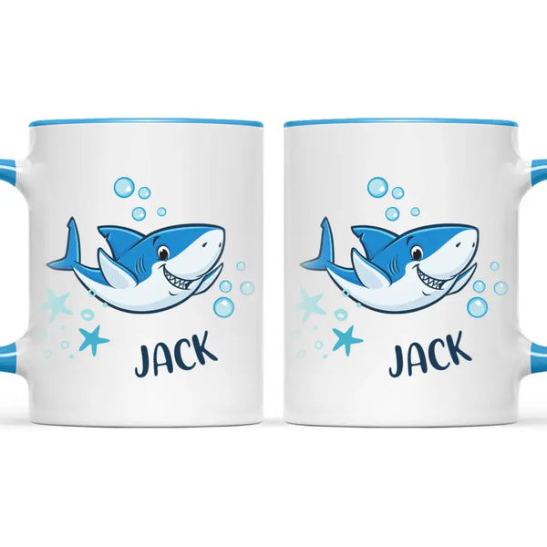 Personalised Shark Mug - Custom Name Kids Cup - Fun Ocean Shark Design - 11oz or 6oz - NZ Made