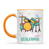 Personalised Drum Set Mug - Custom Name Kids Cup - Music Lover Gift - Ceramic or Enamel - 11oz, 6oz, or Camping Mug - NZ Made