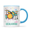 Personalised Drum Set Mug - Custom Name Kids Cup - Music Lover Gift - Ceramic or Enamel - 11oz, 6oz, or Camping Mug - NZ Made