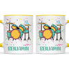 Personalised Drum Set Mug - Custom Name Kids Cup - Music Lover Gift - Ceramic or Enamel - 11oz, 6oz, or Camping Mug - NZ Made